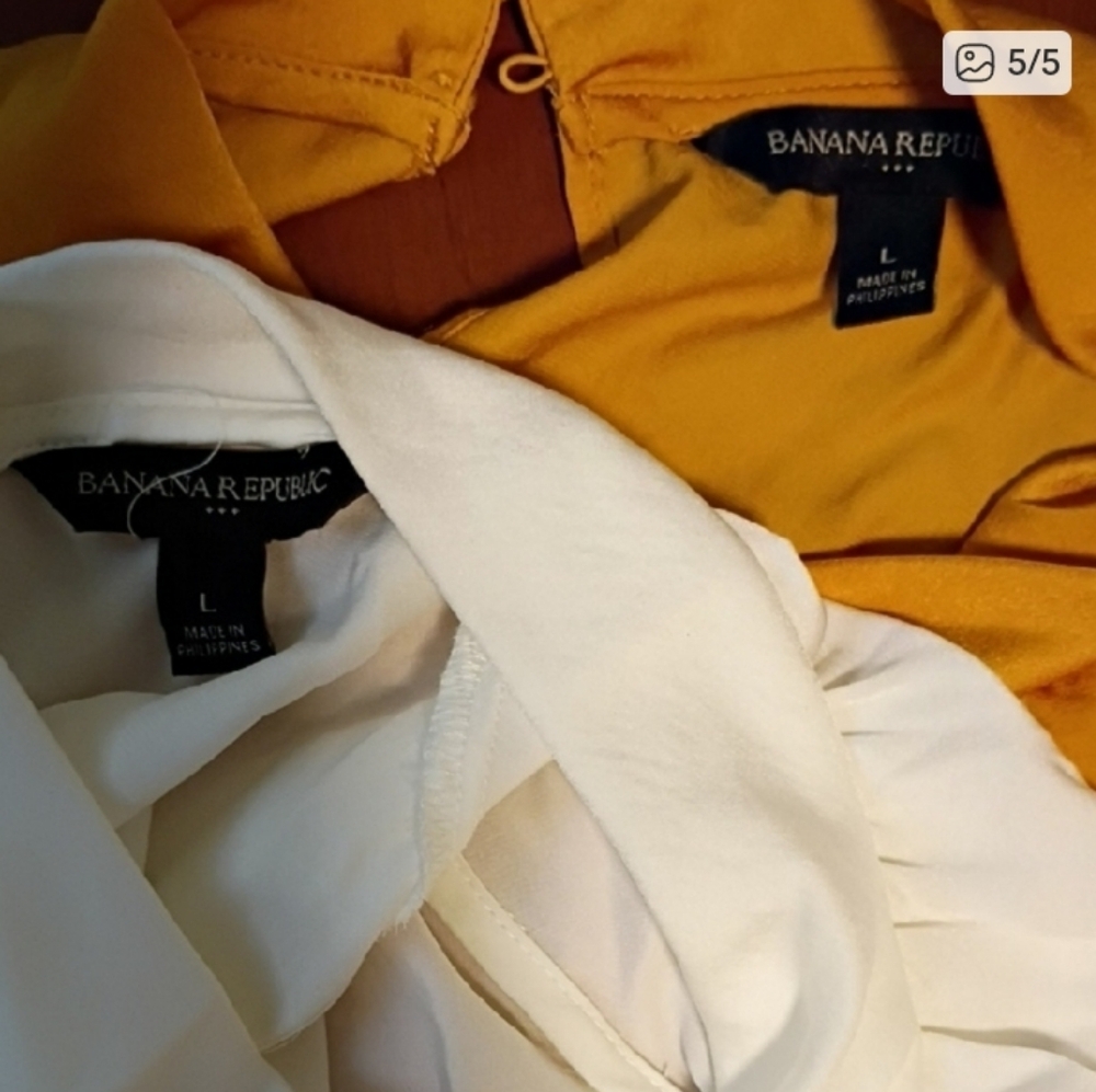 2/$25 Reg Original Price Banana Republic White and Mustard Blouses